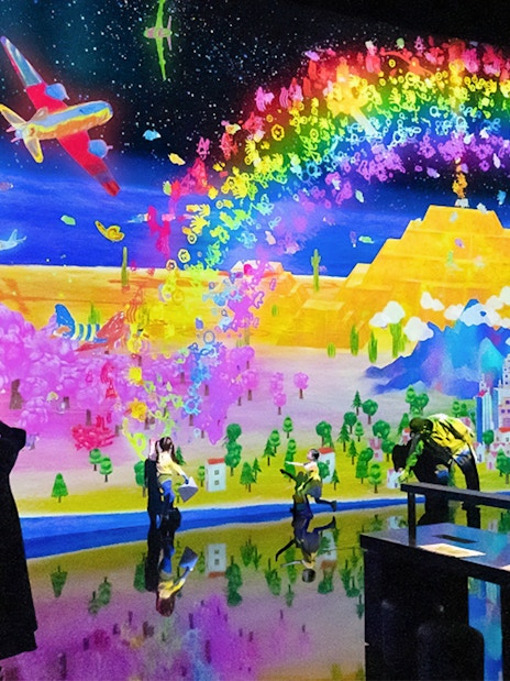 Interactive digital art display at Singapore Future World Exhibition.