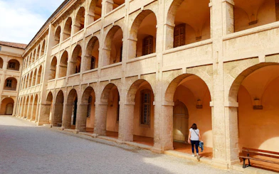 La vieille charité courtyard with arched walkways in Marseille.