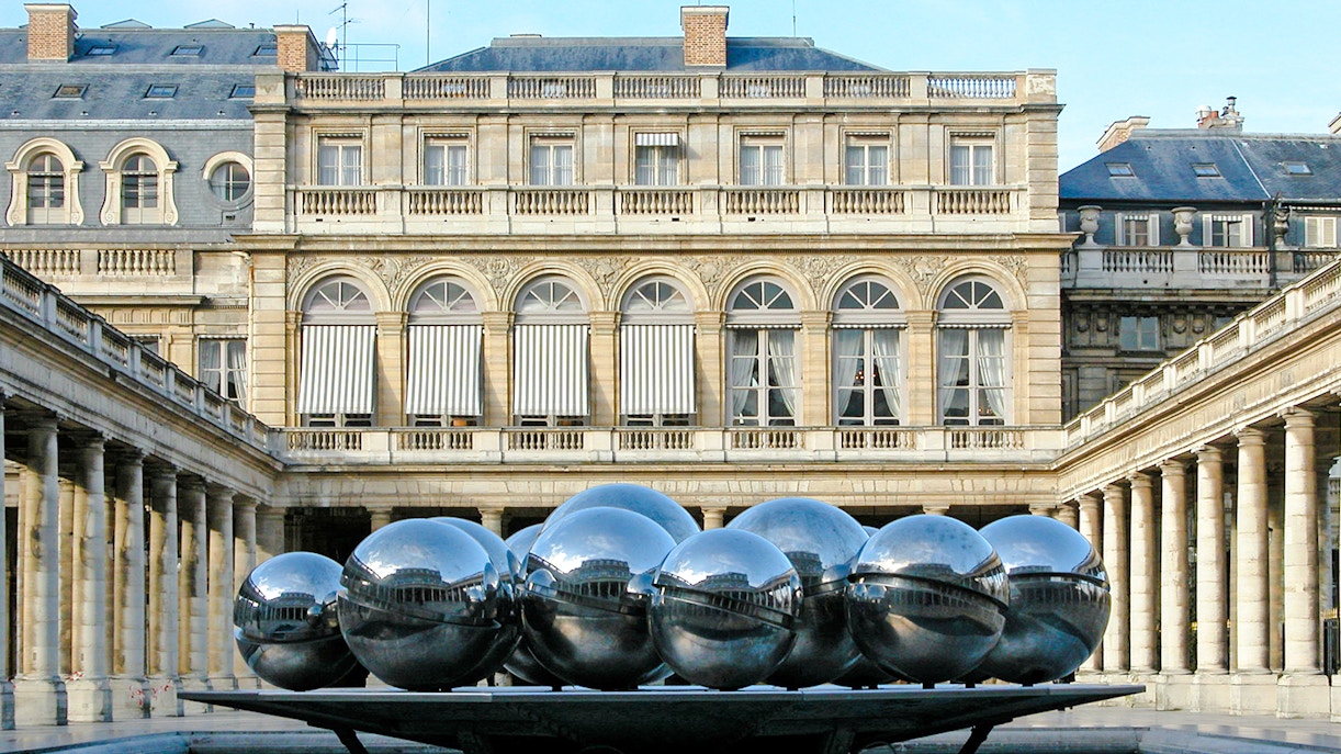 Reflective spheres in the courtyard of Palais Royal, Paris.
