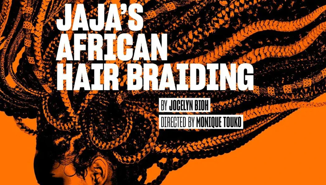 Jaja's African Hair Braiding West End show poster with intricate braids design