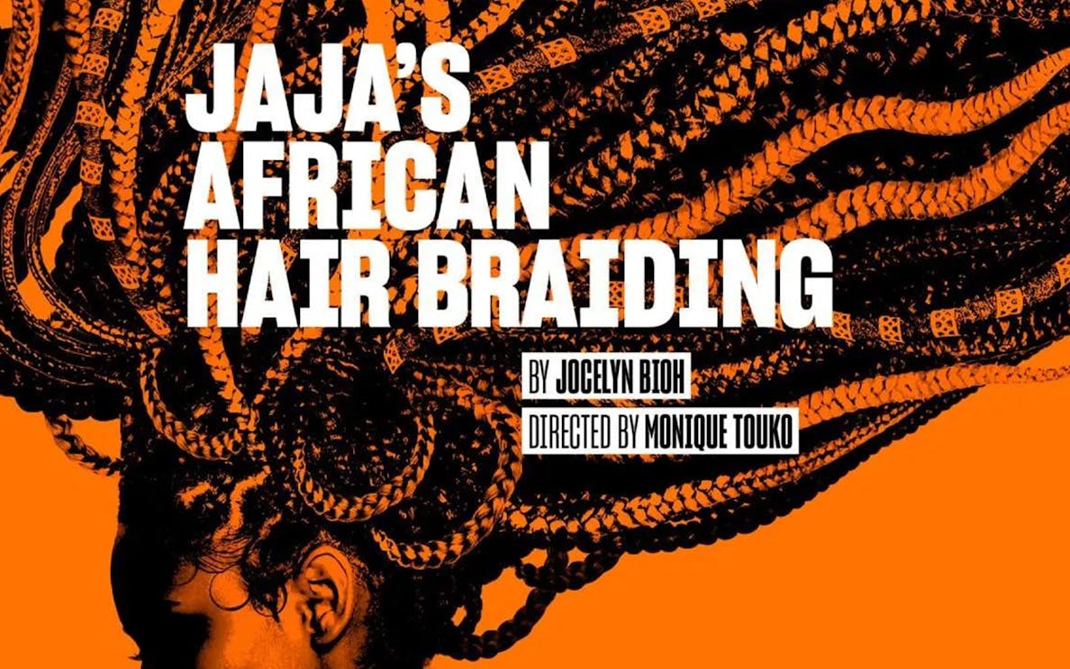 Jaja's African Hair Braiding West End show poster with intricate braids design