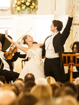 Dancers performing at Kursalon concert hall in Vienna.