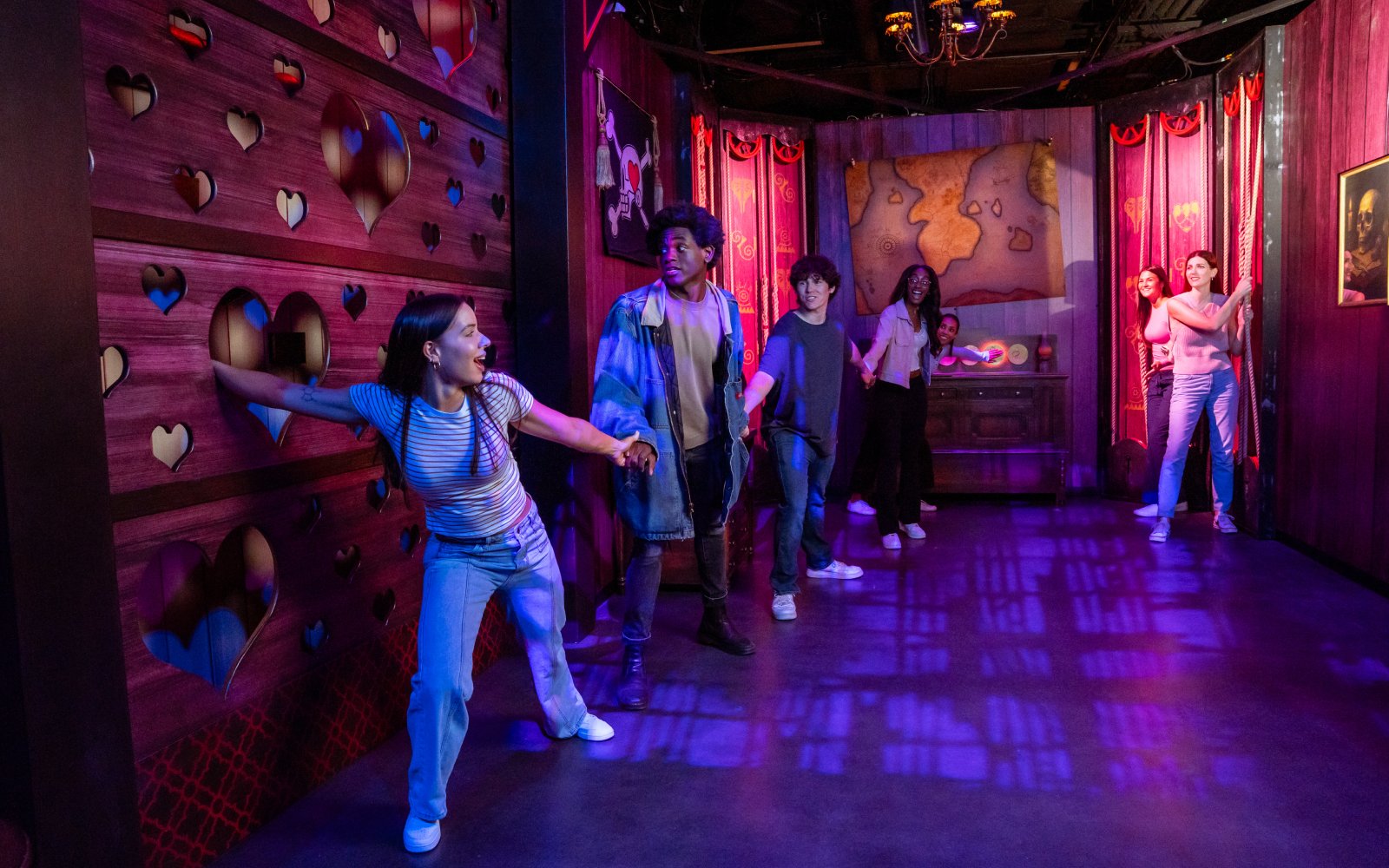 Visitors exploring OnePiece Play at Netflix House in Philadelphia.