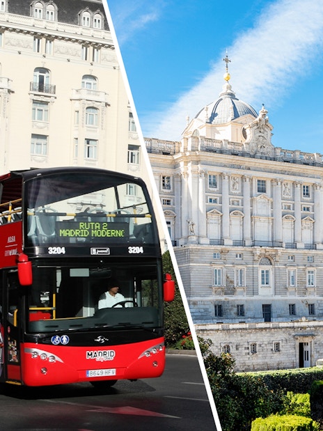 Madrid panoramic bus tour and Royal Palace of Madrid.