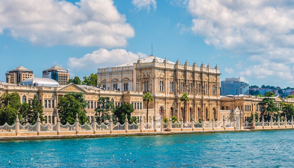 Dolmabahce Palace along the Bosphorus in Istanbul, Turkey.