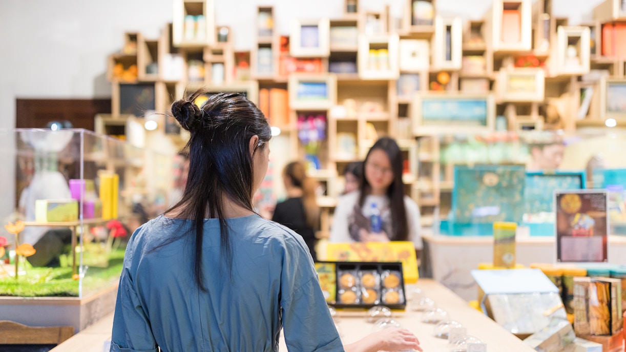 Woman in the gift shop