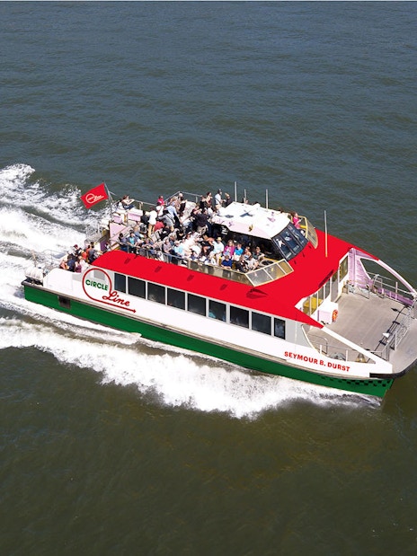 Circle Line boat on Liberty Super Express tour in open water.