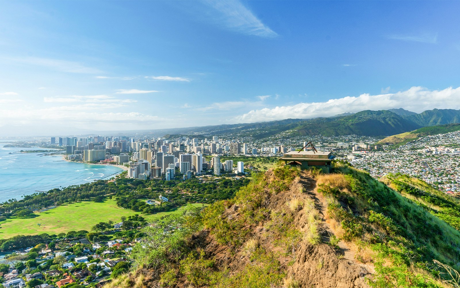 Diamond Head Hike point and view of Honolulu
