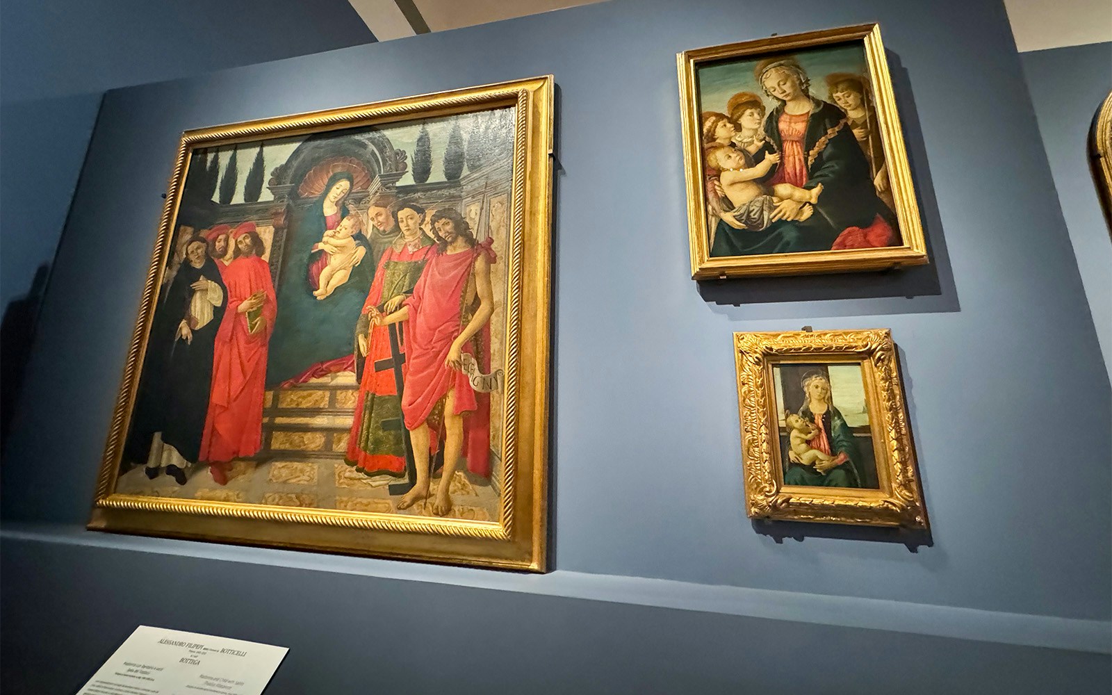 Paintings of Madonna and Child by Botticelli at Accademia Art Gallery, Florence.