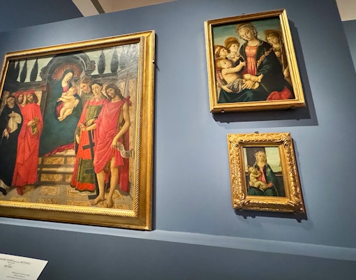 Paintings of Madonna and Child by Botticelli at Accademia Art Gallery, Florence.