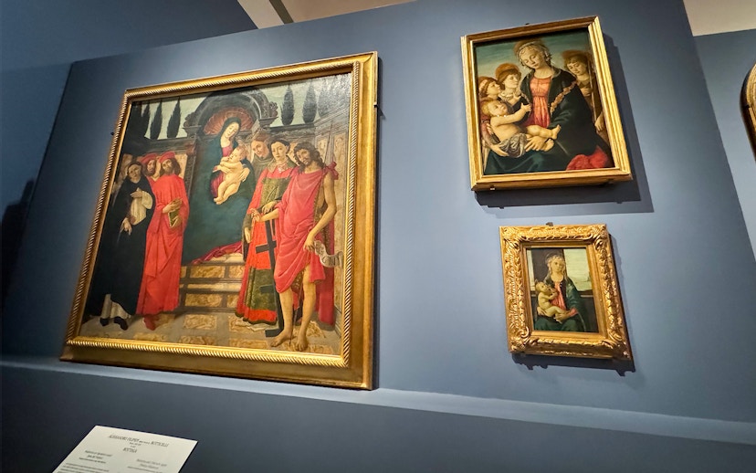 Paintings of Madonna and Child by Botticelli at Accademia Art Gallery, Florence.