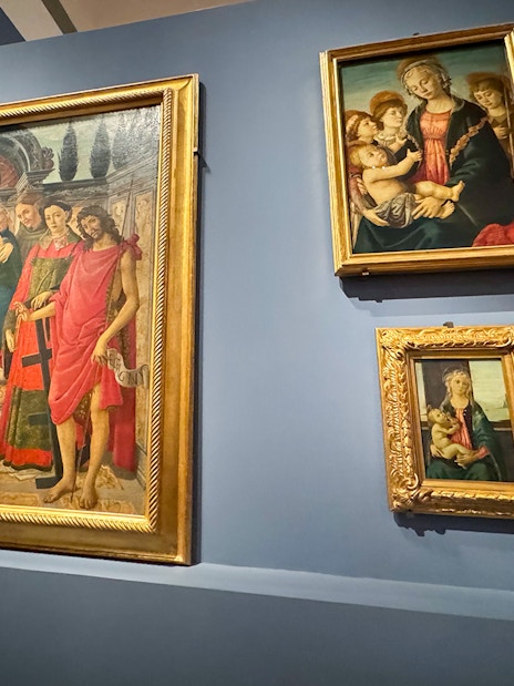 Paintings of Madonna and Child by Botticelli at Accademia Art Gallery, Florence.