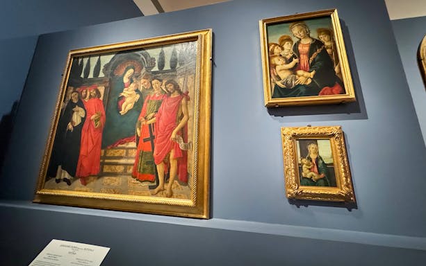 Paintings of Madonna and Child by Botticelli at Accademia Art Gallery, Florence.