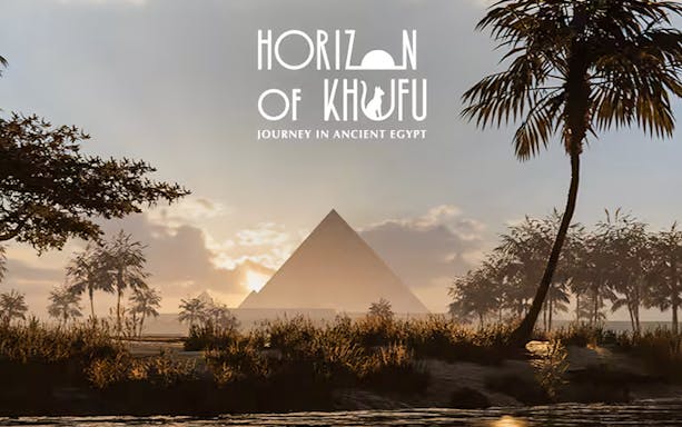Sydney VR experience featuring the Great Pyramid of Khufu at sunset.