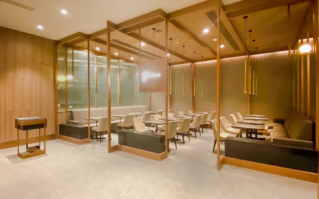 Seating area at Plaza Premium First lounge, Terminal 3, Jakarta Soekarno-Hatta Airport.