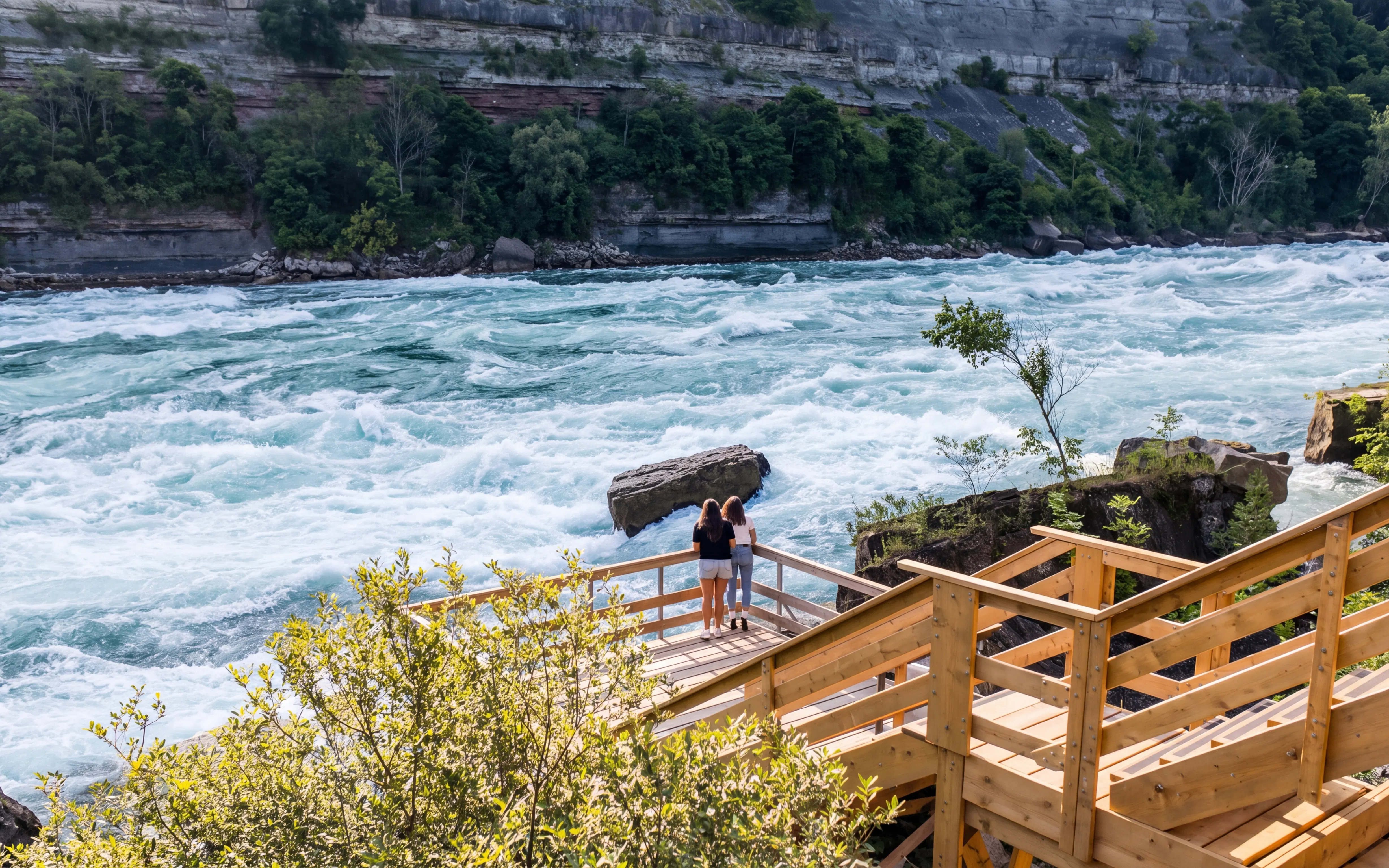 Viewing platform overlooking rapids at White Water Walk, Niagara Falls.