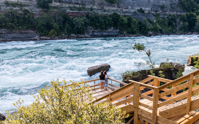 Viewing platform overlooking rapids at White Water Walk, Niagara Falls.