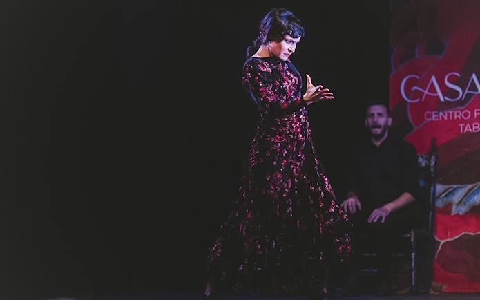Flamenco dancer performing at Casa AnaFlamenco Show.