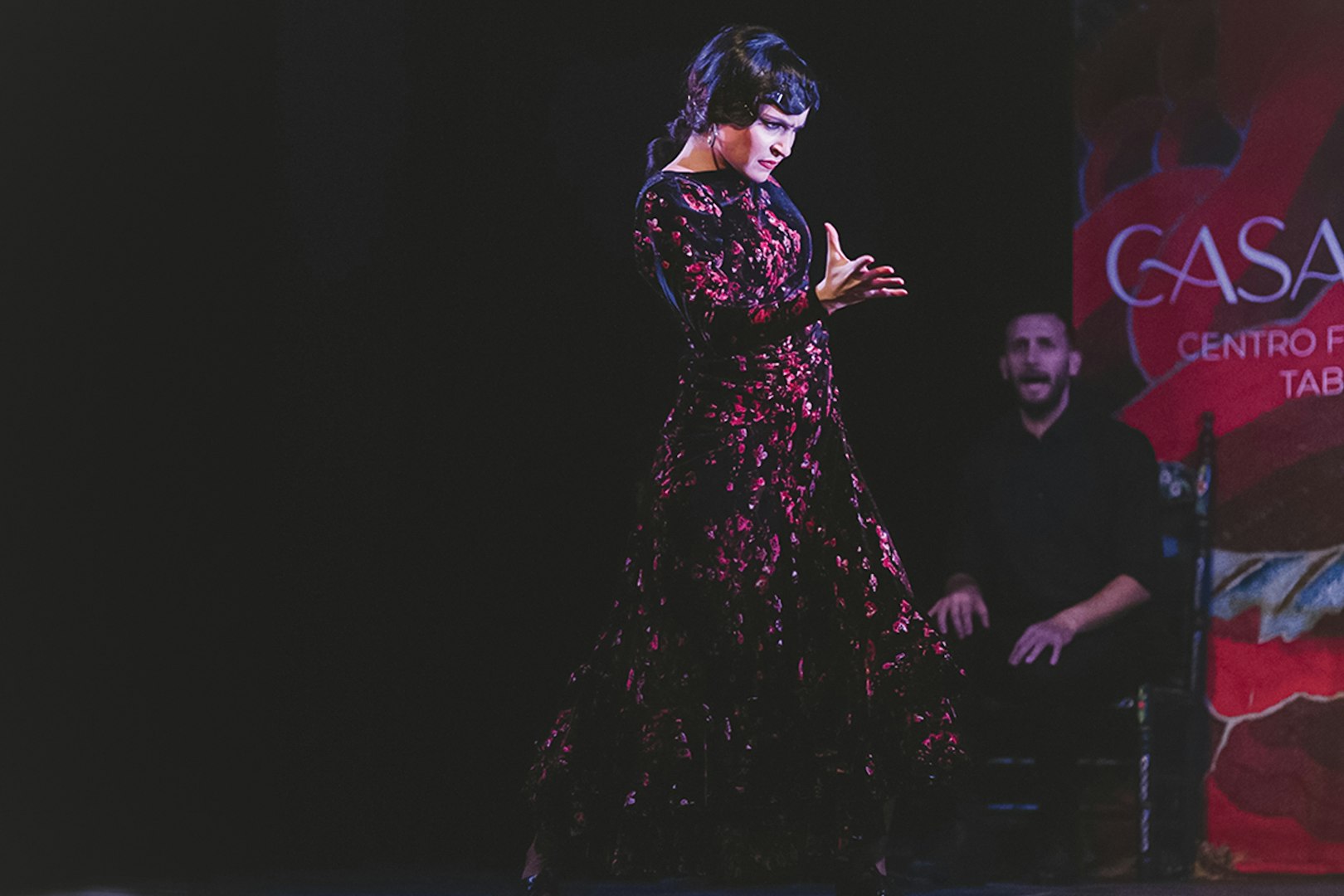Flamenco dancer performing at Casa AnaFlamenco Show.