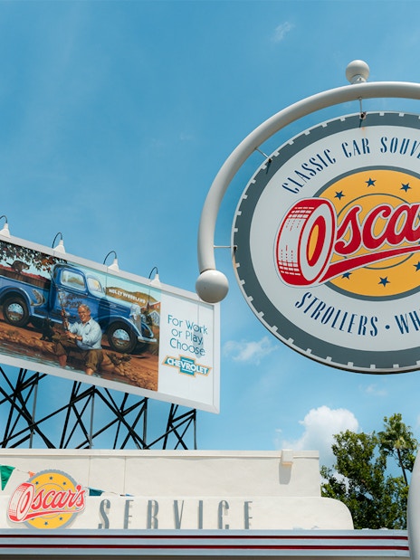 Oscar's Super Service sign at Disney's Hollywood Studios, Orlando.