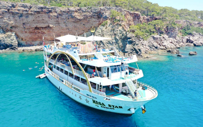 Mega Star Antalya-Kemer Boat Cruise with Lunch and DJ