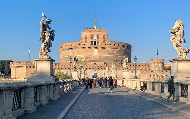 Castel Sant'Angelo and statues on Ponte Sant'Angelo, Rome, Italy.