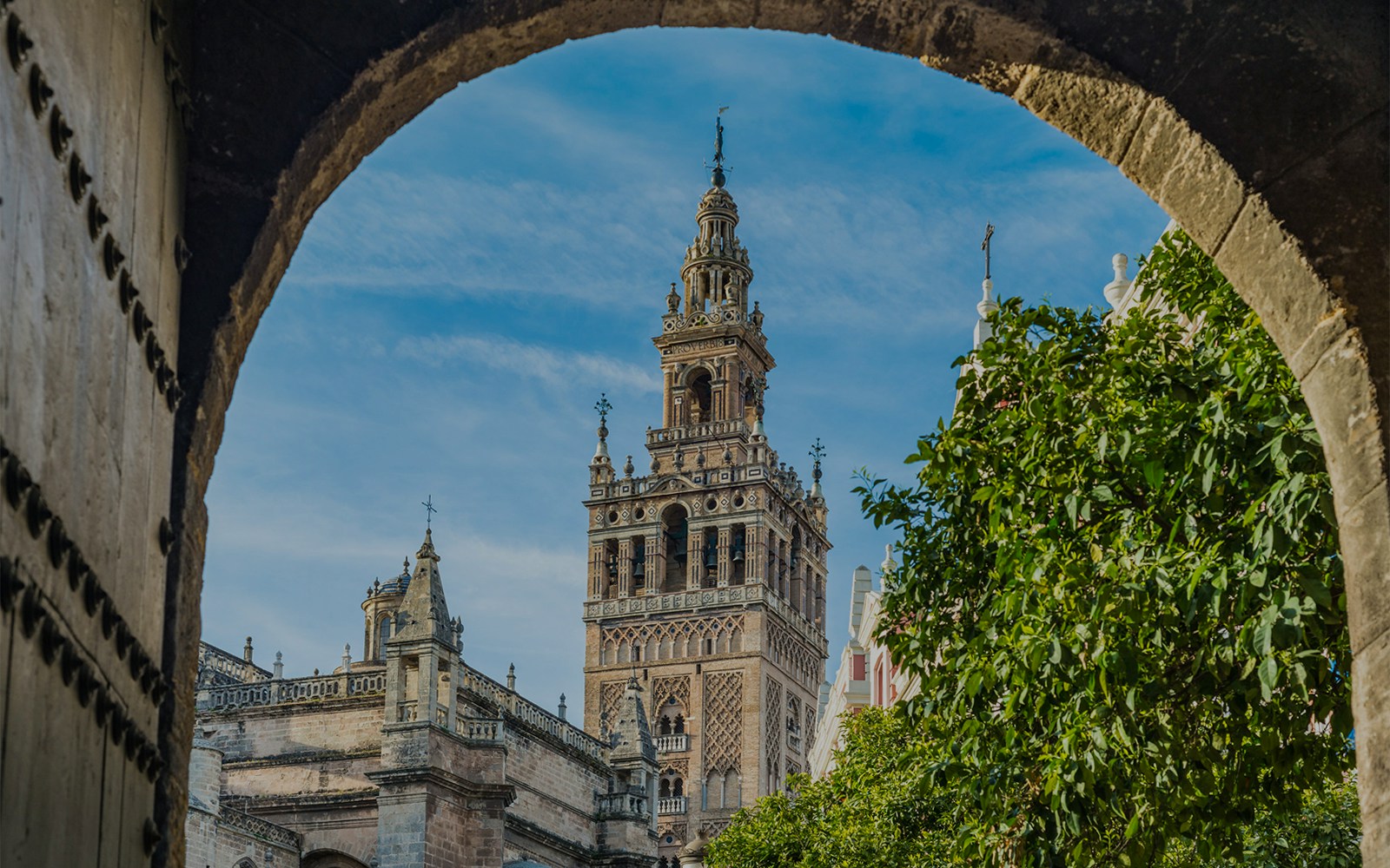 La Giralda viewed from Alcazar Gardens, Seville, Spain.