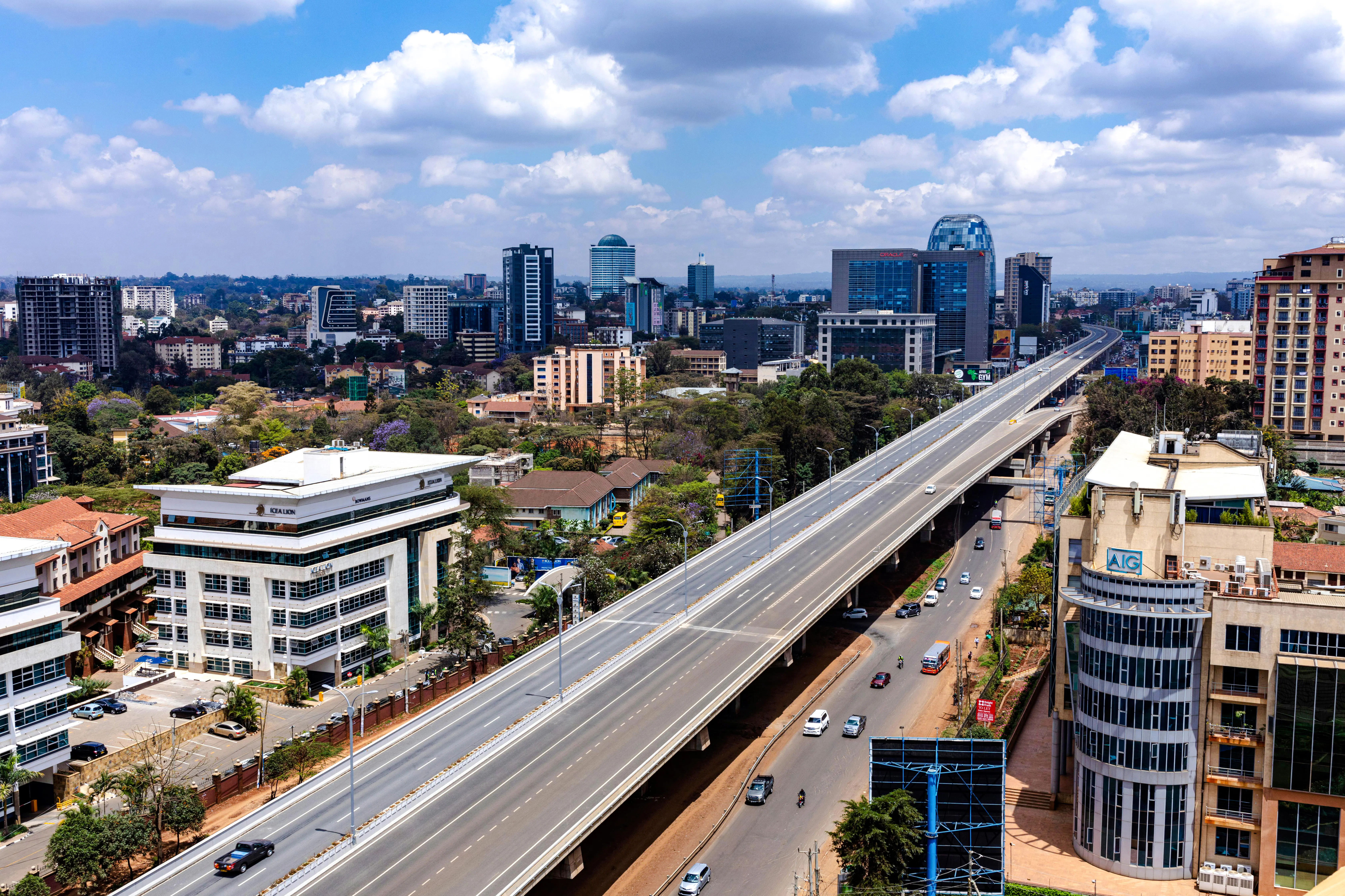 Nairobi cityscape with elevated highway near Bomas of Kenya Cultural Experience.