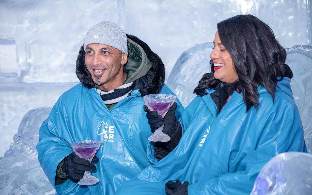 Guests enjoying drinks in ice glasses at IceBar Surfers Paradise.