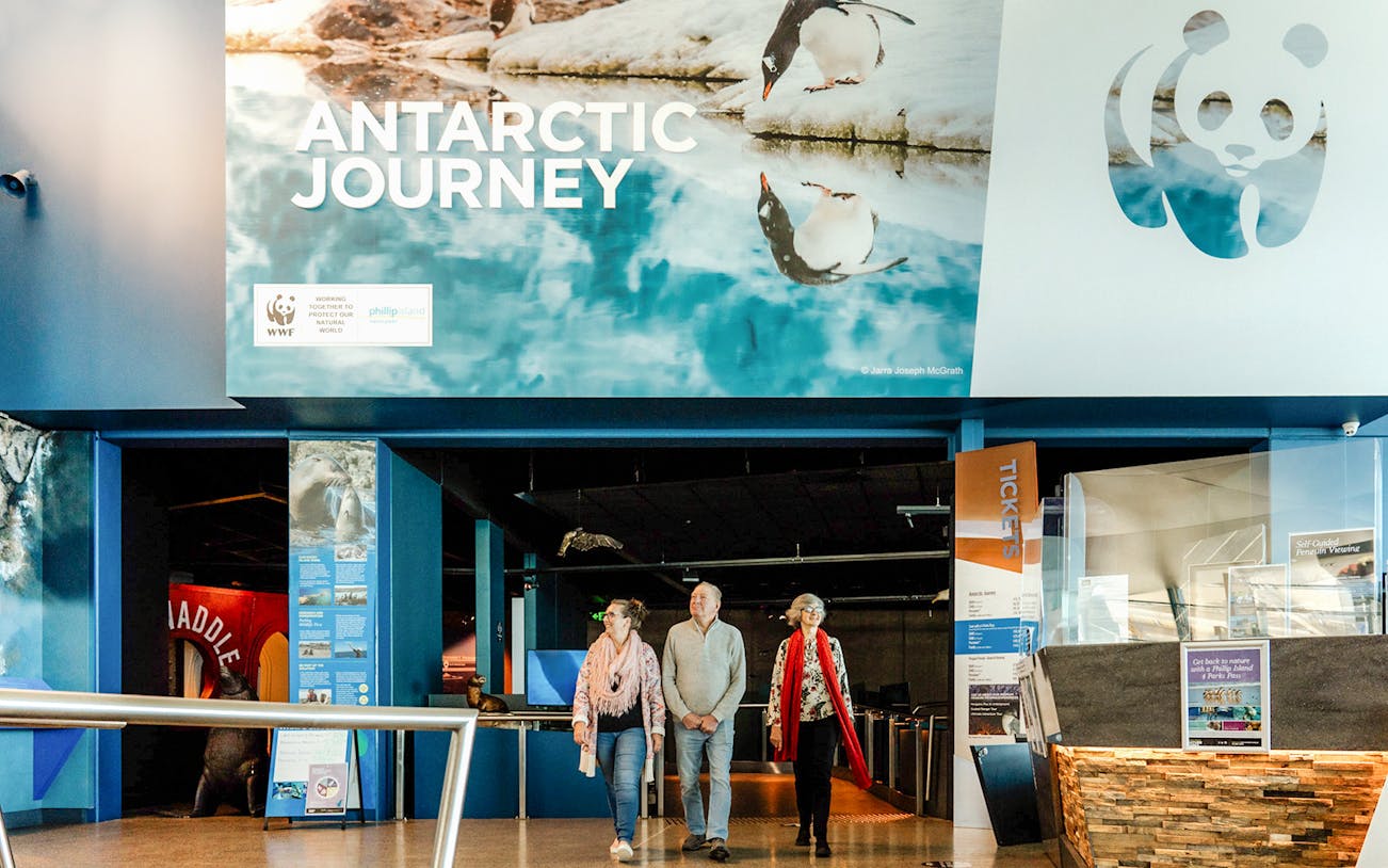 Visitors entering the Antarctic Journey exhibit at The Nobbies Center, Phillip Island.