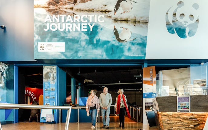Visitors entering the Antarctic Journey exhibit at The Nobbies Center, Phillip Island.