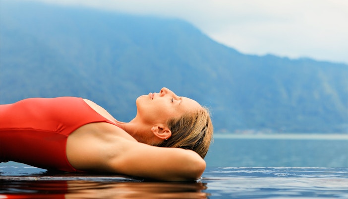 A woman in the Toya Devasya hot spring