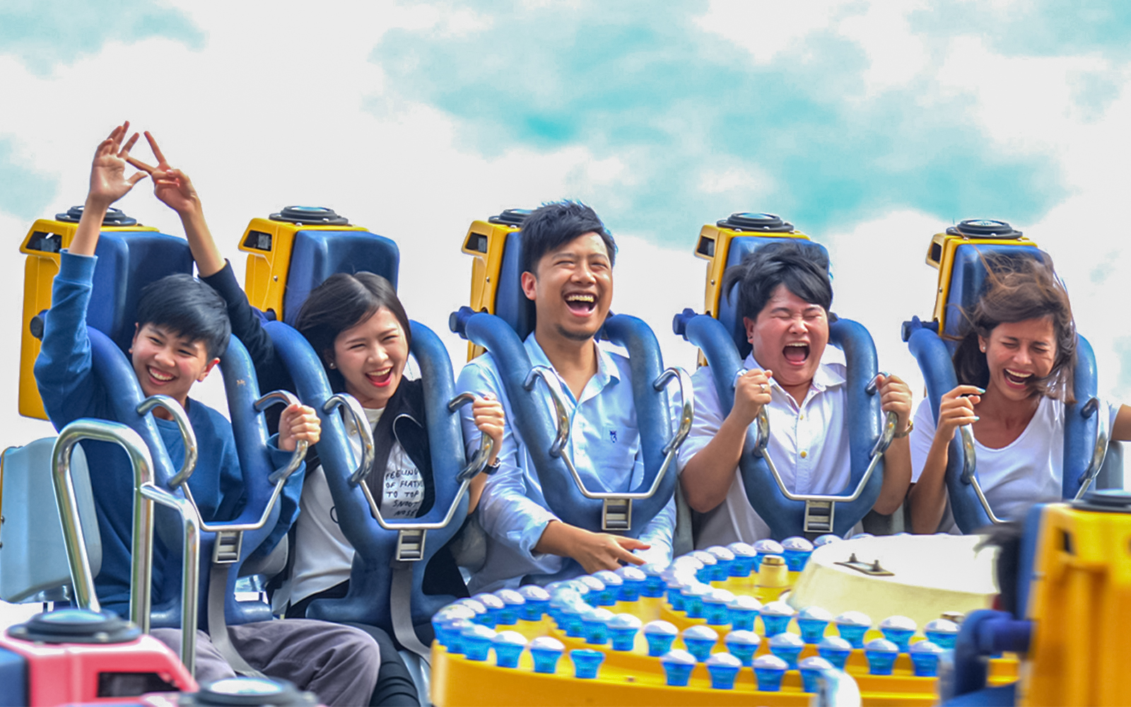 Water slide and pool area at Siam Amazing Park, Bangkok.