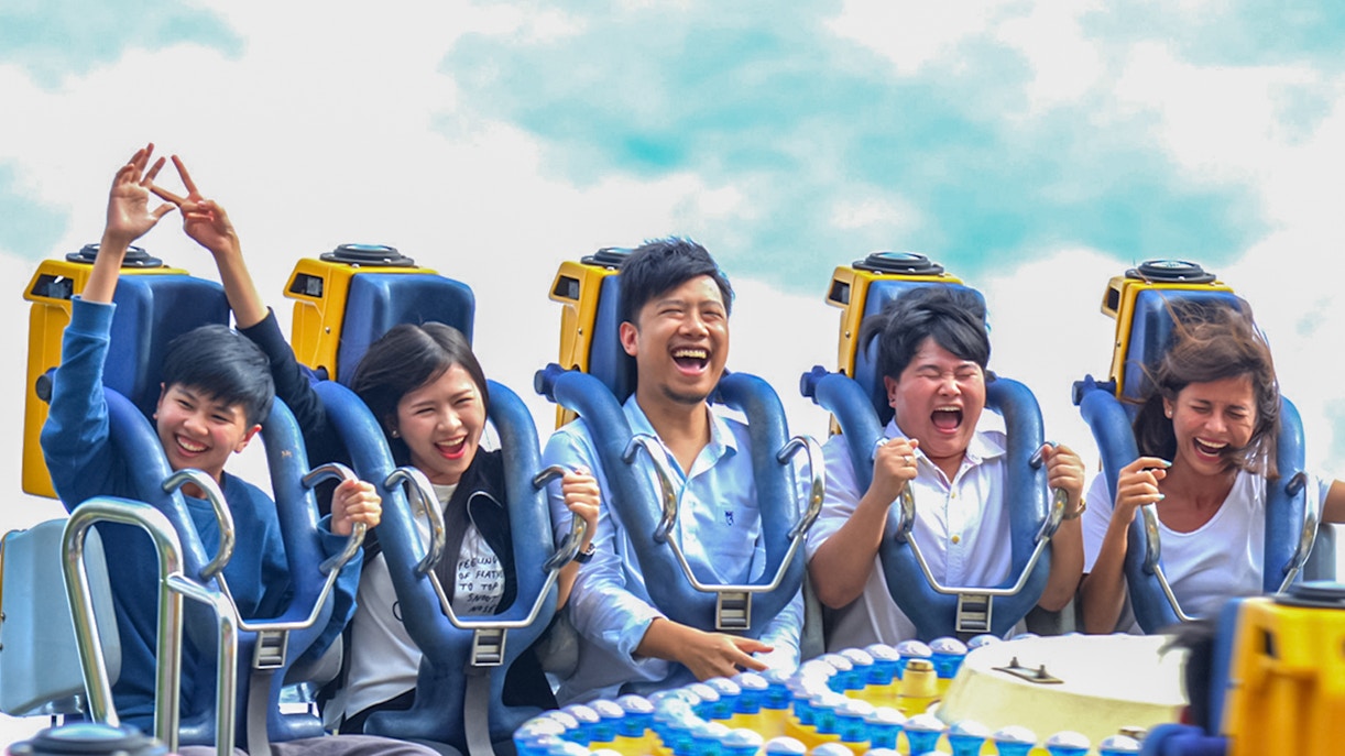 Water slide and pool area at Siam Amazing Park, Bangkok.