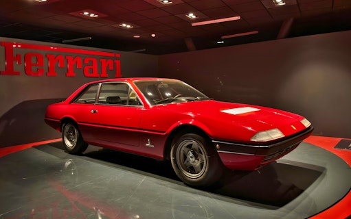 Red Ferrari on display at National Automobile Museum, Turin, Italy.