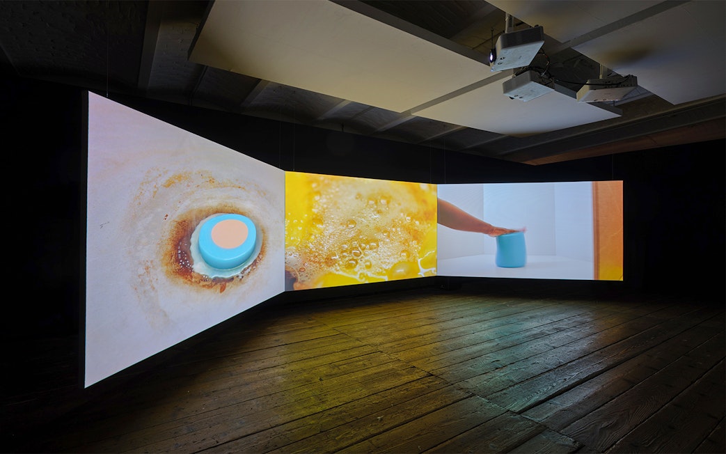 KUNST HAUS WIEN Antimatter Factory exhibit with multimedia projections.