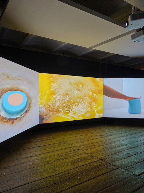 KUNST HAUS WIEN Antimatter Factory exhibit with multimedia projections.