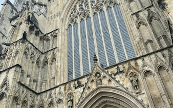 Gothic architecture of York Minster, part of York Murder Mystery game.