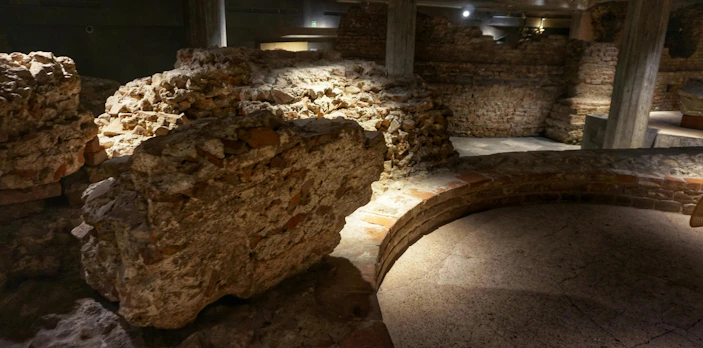 Ancient ruins beneath the Duomo cathedral in Milan.