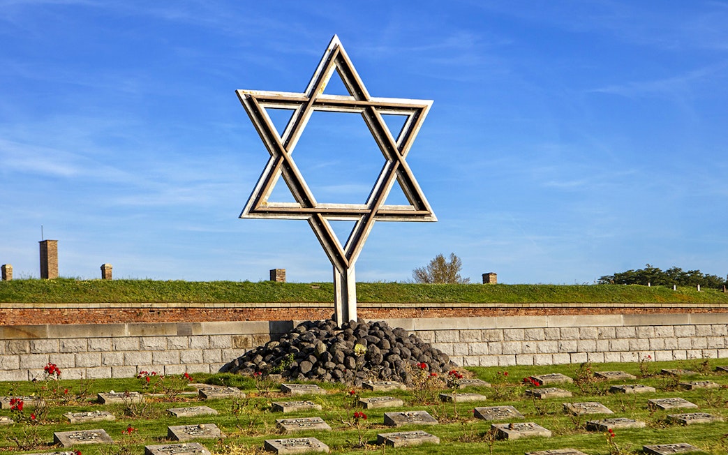 Star of David memorial at Terezin Concentration Camp cemetery.