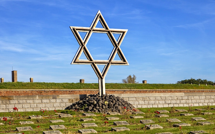 Star of David memorial at Terezin Concentration Camp cemetery.
