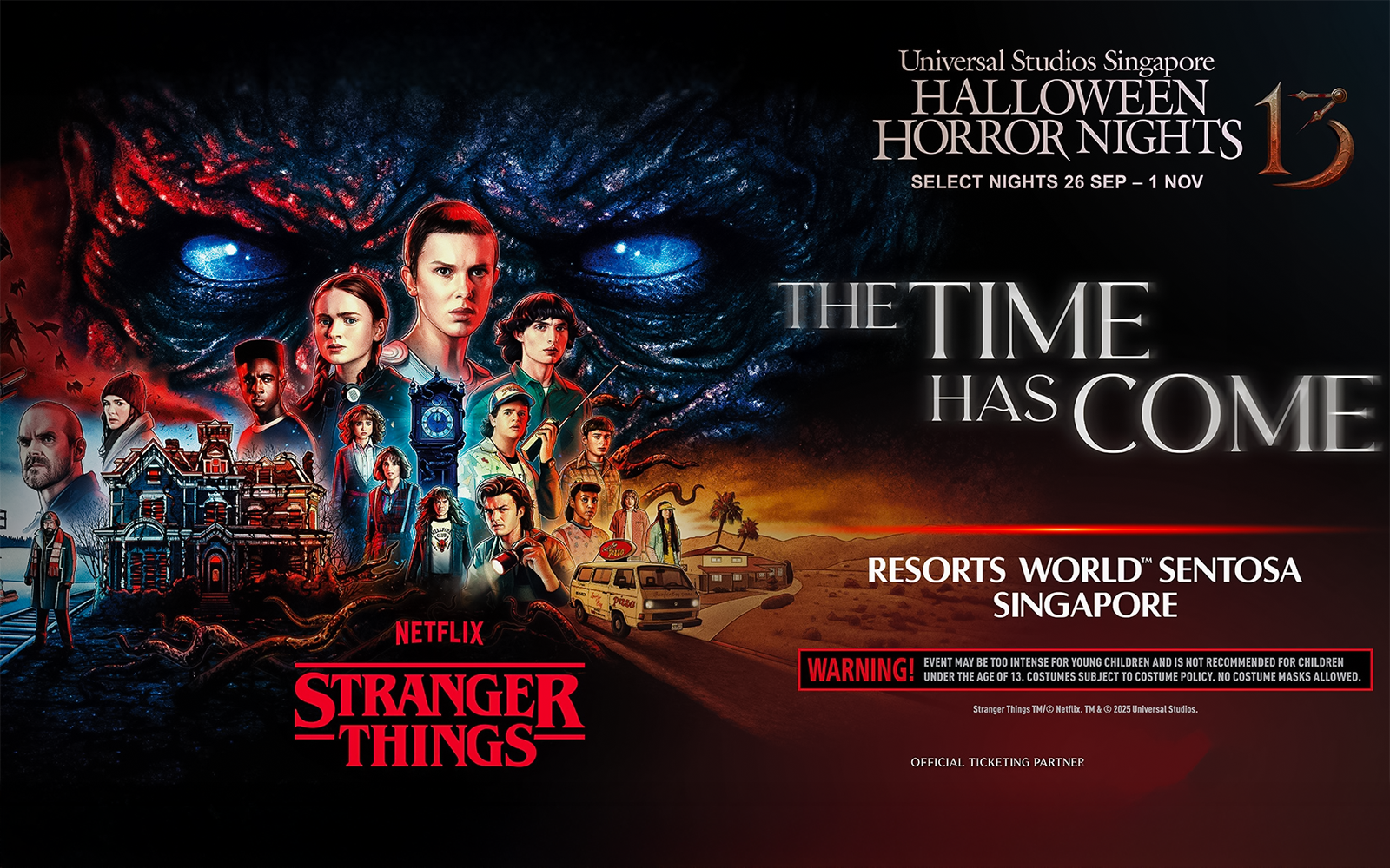 Universal Studios Singapore Halloween Horror Nights poster featuring Stranger Things theme.