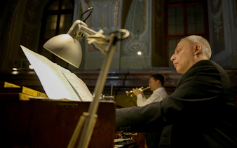 Musicians performing at Magic Trumpet Christmas Concert, St. Anne's Church, Vienna.