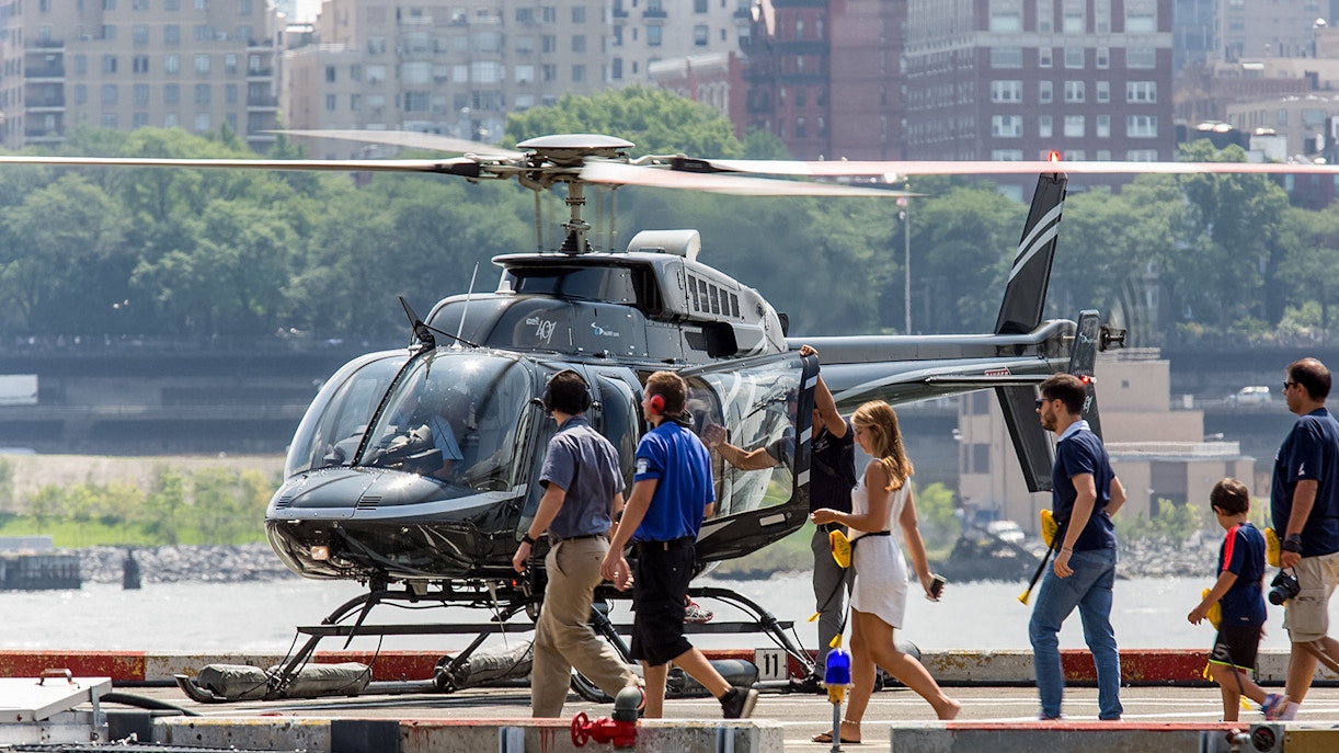Tourist boarding on to Helicopter