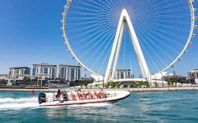 Speedboat near Ain Dubai on Dubai Marina tour.