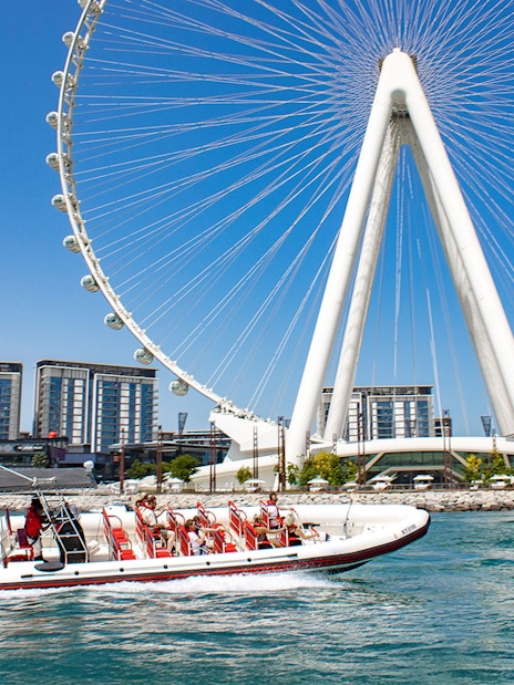 Speedboat near Ain Dubai on Dubai Marina tour.