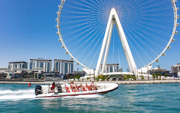 Speedboat near Ain Dubai on Dubai Marina tour.