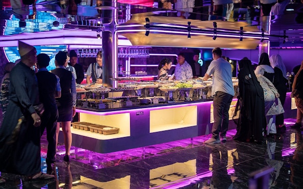 Buffet on Super Galaxy Luxury Chao Phraya River Dinner Cruise, Bangkok.