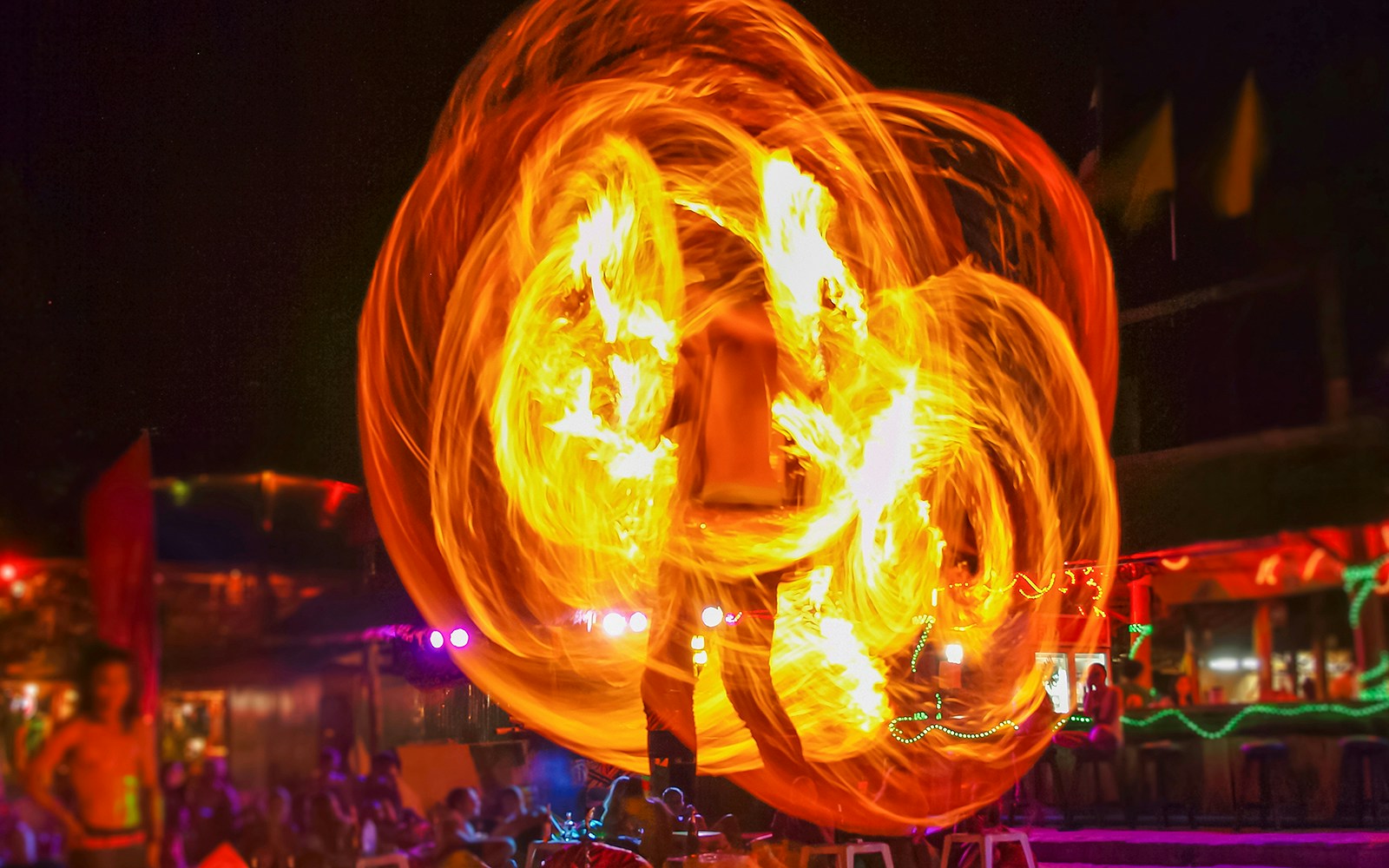 Fire show in the night, Phi phi island, Thailand
