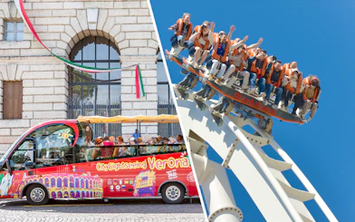 Verona sightseeing bus and Gardaland roller coaster ride.